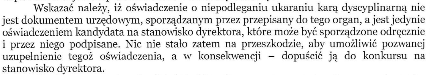 Czy można było dopuścić byłą dyrektor szkoły podstawowej w Dzierzgoniu do konkursu?