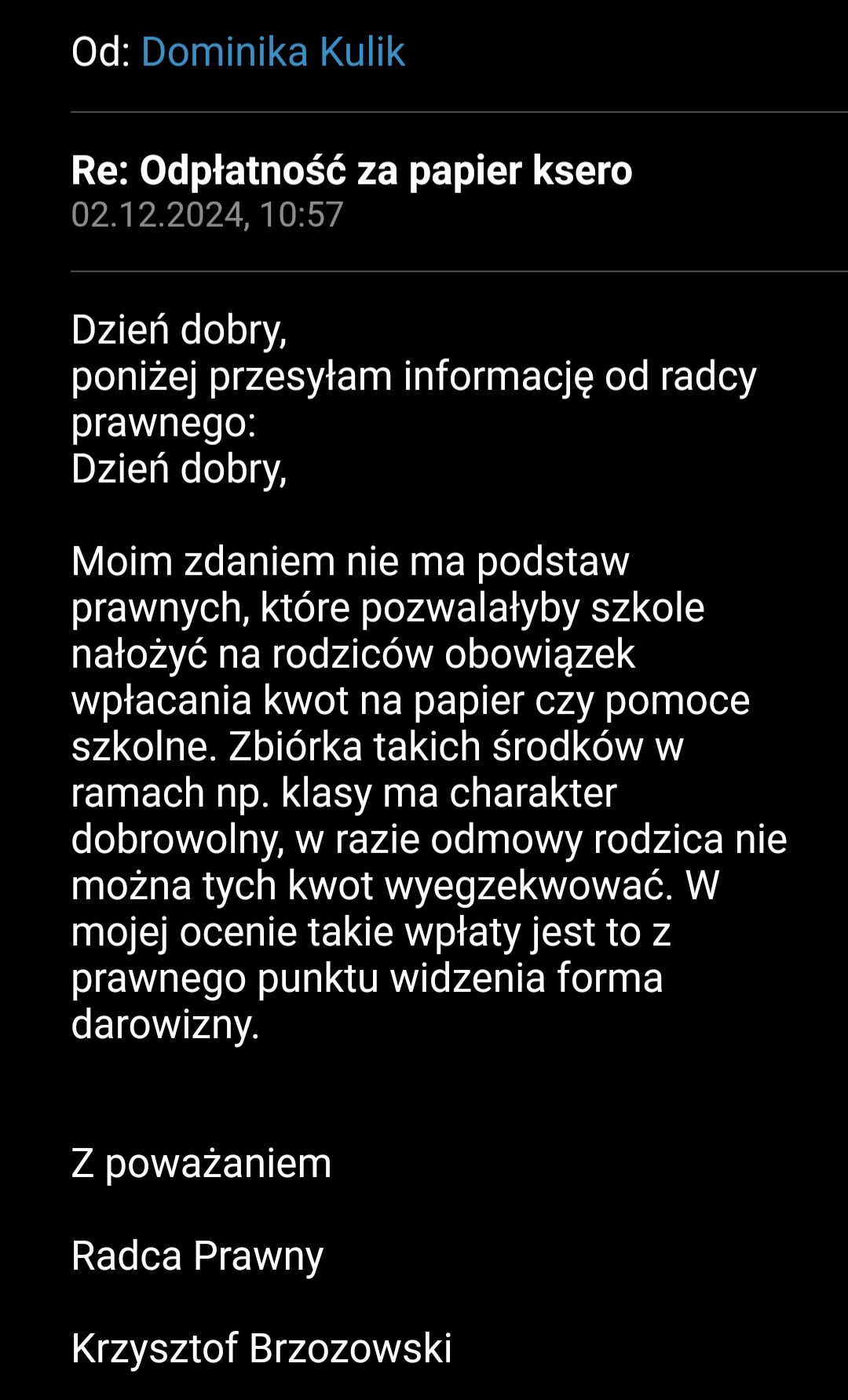 Może nikt się nie odezwie? Inni też tak robią… O składkach na papier w szkole podstawowej w Dzierzgoniu